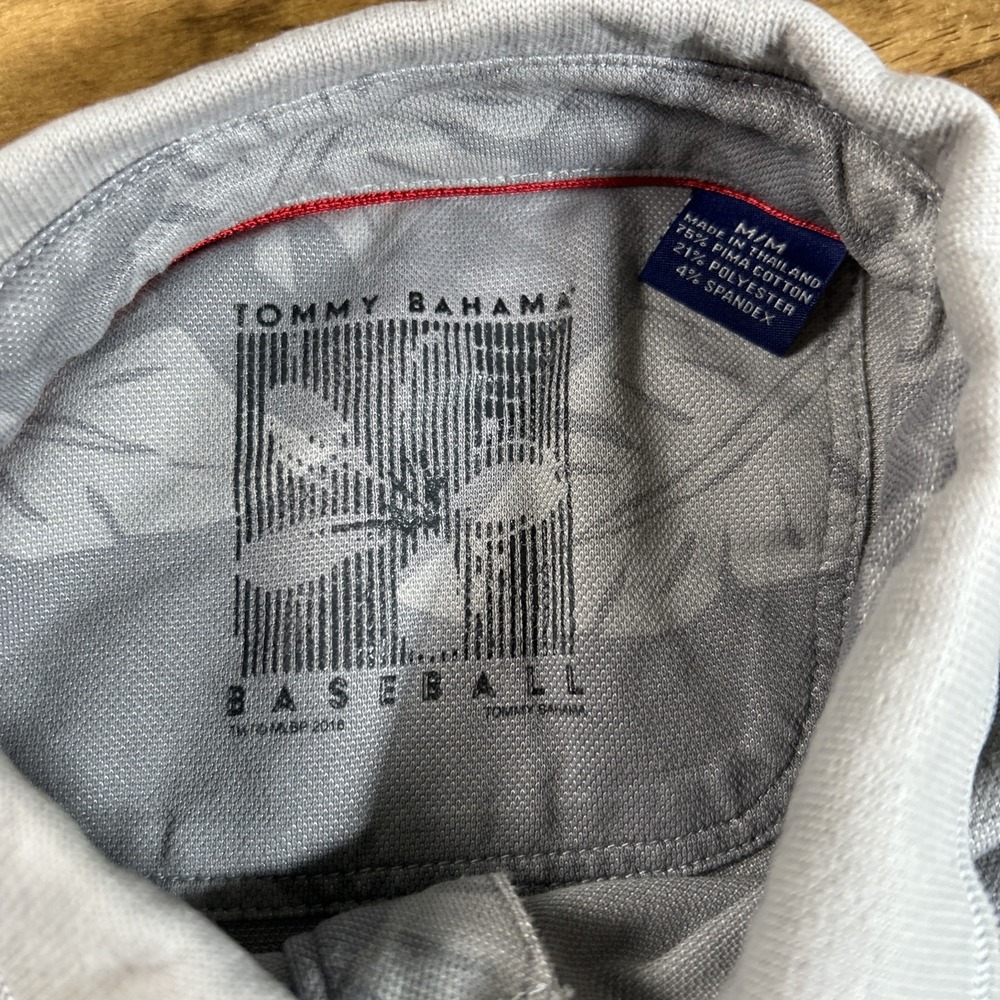 Tommy Bahama Baseball Polo Shirt Men's M Gray Palm Leaves Chicago Cubs MLB - Picture 3 of 8